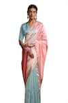 Dressfolk_Pink Silk Plain Ombre Saree With Unstitched Blouse Piece _Online_at_Aza_Fashions