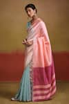 Buy_Dressfolk_Pink Silk Plain Ombre Saree With Unstitched Blouse Piece _Online_at_Aza_Fashions