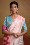 Dressfolk_Pink Silk Plain Ombre Saree With Unstitched Blouse Piece _at_Aza_Fashions