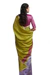 Buy_Dressfolk_Green Silk Plain Handwoven Two Tone Saree And Unstitched Blouse Piece Set _Online_at_Aza_Fashions