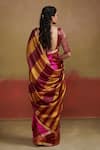 Shop_Dressfolk_Orange Silk Woven Stripe Broad Pattern Saree With Unstitched Blouse Piece _at_Aza_Fashions