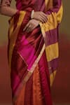 Buy_Dressfolk_Orange Silk Woven Stripe Broad Pattern Saree With Unstitched Blouse Piece _Online_at_Aza_Fashions