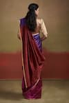 Buy Maroon Silk Plain Dual Tone Saree With Unstitched Blouse Piece For ...