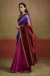 Buy Maroon Silk Plain Dual Tone Saree With Unstitched Blouse Piece For ...