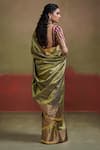 Shop_Dressfolk_Green Silk Contrast Border Handwoven Saree With Unstitched Blouse Piece _at_Aza_Fashions