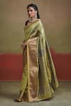 Dressfolk_Green Silk Contrast Border Handwoven Saree With Unstitched Blouse Piece _Online_at_Aza_Fashions