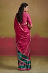 Shop_Dressfolk_Pink Silk Woven Stripe Tonal Pattern Saree With Unstitched Blouse Piece _at_Aza_Fashions