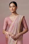 Shop_Dressfolk_Gold Linen Woven Handloom Saree With Unstitched Blouse Piece _Online_at_Aza_Fashions