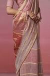 Shop_Dressfolk_Gold Linen Woven Handloom Saree With Unstitched Blouse Piece 