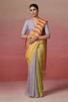 Dressfolk_Multi Color Linen Woven Handlloom Saree With Unstitched Blouse Piece _Online_at_Aza_Fashions