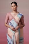 Shop Dressfolk Pink Linen Beads Handwoven Saree With Running Blouse Online at Aza Fashions Shop_Dressfolk_Pink Linen Beads Handwoven Saree With Running Blouse _Online_at_Aza_Fashions