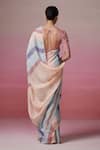 Shop_Dressfolk_Blue Linen Woven Stripe Pattern Saree With Unstitched Blouse Piece _at_Aza_Fashions