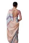 Dressfolk_Blue Linen Woven Stripe Pattern Saree With Unstitched Blouse Piece _at_Aza_Fashions