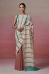 Buy_Dressfolk_Peach Silk Woven Saree With Unstitched Blouse Piece _at_Aza_Fashions