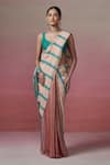 Shop_Dressfolk_Peach Silk Woven Saree With Unstitched Blouse Piece _Online_at_Aza_Fashions