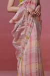 Dressfolk_Pink Linen Woven Saree With Unstitched Blouse Piece _Online_at_Aza_Fashions