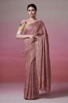 Buy_Dressfolk_Pink Linen Woven Dream Metallic Zari Work Saree With Unstitched Blouse Piece _at_Aza_Fashions