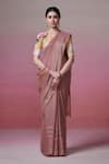 Dressfolk_Pink Linen Woven Dream Metallic Zari Work Saree With Unstitched Blouse Piece _Online_at_Aza_Fashions