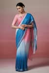 Buy_Dressfolk_Pink Linen Woven Metallic Work Saree With Unstitched Blouse Piece _at_Aza_Fashions