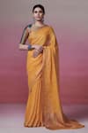 Buy_Dressfolk_Yellow Linen Woven Sunshine Saree With Unstitched Blouse Piece _at_Aza_Fashions