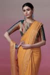 Dressfolk_Yellow Linen Woven Sunshine Saree With Unstitched Blouse Piece _Online_at_Aza_Fashions