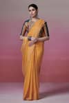 Shop_Dressfolk_Yellow Linen Woven Sunshine Saree With Unstitched Blouse Piece _Online_at_Aza_Fashions