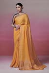 Dressfolk_Yellow Linen Woven Sunshine Saree With Unstitched Blouse Piece _at_Aza_Fashions