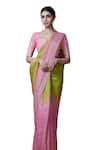 Buy_Dressfolk_Green Linen Woven Splendor Saree With Unstitched Blouse Piece 