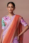 Dressfolk_Purple Linen Woven Saree With Unstitched Blouse Piece _Online_at_Aza_Fashions