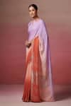 Buy_Dressfolk_Purple Linen Woven Saree With Unstitched Blouse Piece _Online_at_Aza_Fashions