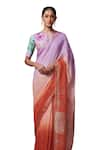 Buy_Dressfolk_Purple Linen Woven Saree With Unstitched Blouse Piece 