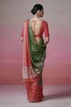 Shop_Dressfolk_Green Linen Beads Handwoven Saree With Running Blouse _at_Aza_Fashions
