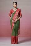 Buy_Dressfolk_Green Linen Beads Handwoven Saree With Running Blouse _Online_at_Aza_Fashions