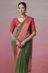 Dressfolk_Green Linen Beads Handwoven Saree With Running Blouse _at_Aza_Fashions