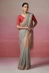 Buy_Dressfolk_Gold Linen Woven Elegance Saree With Unstitched Blouse Piece _at_Aza_Fashions