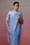 Buy_Dressfolk_Blue Linen Woven Dream Saree With Unstitched Blouse Piece _Online_at_Aza_Fashions