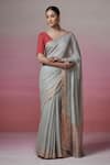 Buy_Dressfolk_Grey Linen Woven Grace Saree With Unstitched Blouse Piece _at_Aza_Fashions