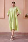 Buy_OurDve_Green Cotton Embroidery Floral Olivia Tonal Dress For Kids (For Kids)_at_Aza_Fashions