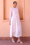 Buy_OurDve_White Cotton And Chanderi Embroidery Floral Zeno Smocked Placket Dress For Kids (For Kids)_Online_at_Aza_Fashions