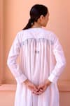 Shop_OurDve_White Cotton And Chanderi Embroidery Floral Zeno Smocked Placket Dress For Kids (For Kids)_Online_at_Aza_Fashions