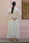 Shop_OurDve_Beige Cotton Embroidered Floral Jacket Shawl Collar Anine Lemon With Dress _at_Aza_Fashions