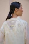 Buy_OurDve_Beige Cotton Embroidered Floral Jacket Shawl Collar Anine Lemon With Dress _Online_at_Aza_Fashions