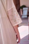 Shop_OurDve_Beige Cotton Embroidered Floral Lapel Collar Charlotte Tiered Panel Dress _Online_at_Aza_Fashions