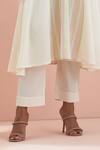 Buy_Vinusto_Off White Cotton, Handloom Cotton, Asymmetric Hem Kalidar Anarkali Pant Set 