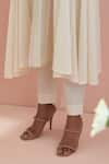 Vinusto_Off White Cotton, Handloom Cotton, Asymmetric Hem Kalidar Anarkali Pant Set _Online