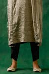 Shop_Vinusto_Black Handwoven Zari Silk Round Kaftan Kurta And Dhoti Salwar Set _Online_at_Aza_Fashions