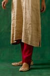 Buy_Vinusto_Beige Handwoven Zari Silk Leaf Kurta And Pant Set _Online_at_Aza_Fashions