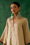 Shop_Vinusto_Beige Handwoven Zari Silk Leaf Kurta And Pant Set _Online_at_Aza_Fashions