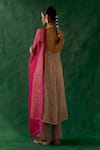 Shop_Vinusto_Pink Handloom Cotton, Cotton, Kota Doria Handwoven Zari Silk Anarkali Pant Set _at_Aza_Fashions