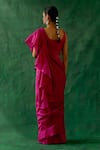 Shop_Vinusto_Pink Handwoven Chanderi Square Ruffle Saree Set _at_Aza_Fashions